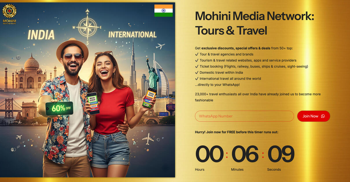 Mohini Media Network (Tours &amp; Travel): 23,000+ WhatsApp Subscribers