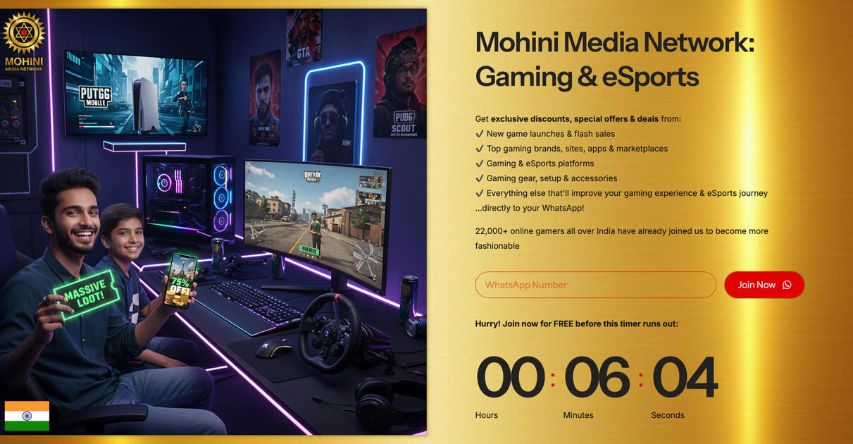 Mohini Media Network (Gaming &amp; eSports): 22,000+ WhatsApp Subscribers