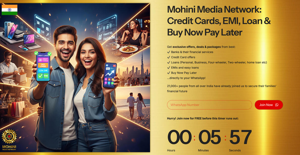 Mohini Media Network (Credit Cards, EMI, Loan & Buy Now Pay Later): 21,000+ WhatsApp Subscribers